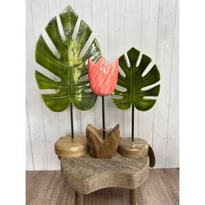 Set of 3 Home Decor Mango Wood Monstera Large Small Stand Tulip Stand NEW